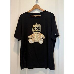 Cult of Individuality Black Graphic T-Shirt 3D Teddy Bear Shimuchan Logo Men’s S